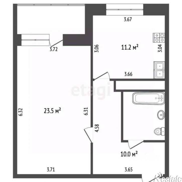 1-комн квартира ул Гагарина, 3,  д. 3