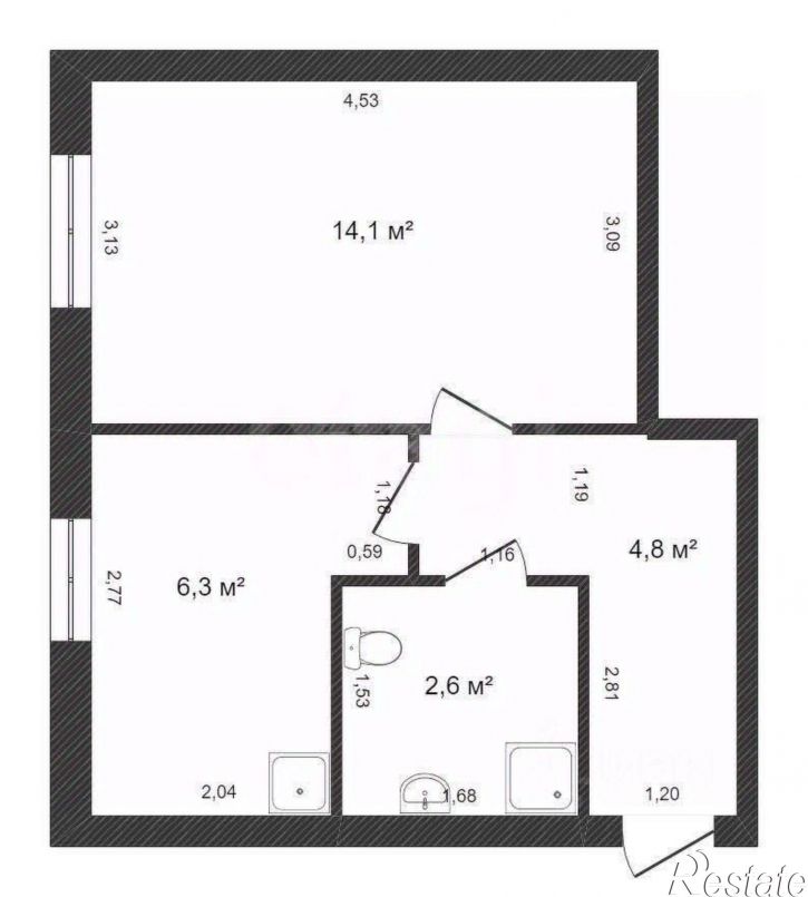1-комн квартира Республиканская улица, 36,  д. 36