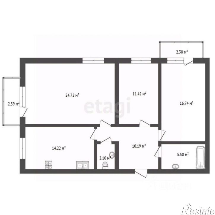 3-комн квартира улица Гагарина, 2А к5,  д. 2А к5