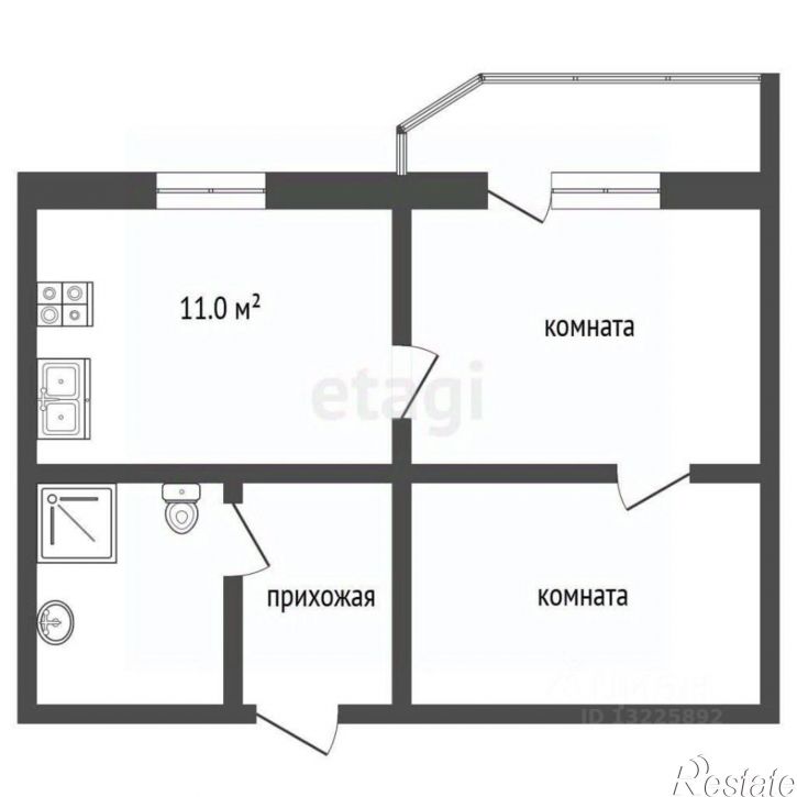 1-комн квартира ул Ягодная, 10,  д. 10
