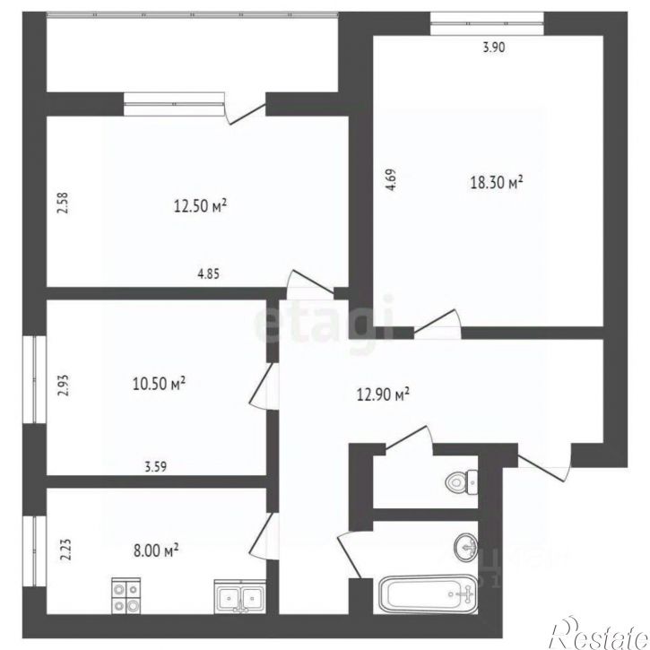 3-комн квартира ул Маршала Конева, 8б,  д. 8б