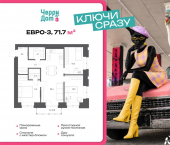 3-комн, 72 кв м, этаж 11/13 ул Западная, 7А