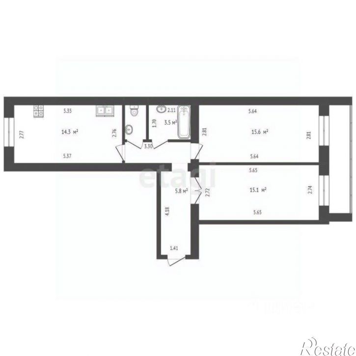2-комн квартира улица Гагарина, 80В,  д. 80В