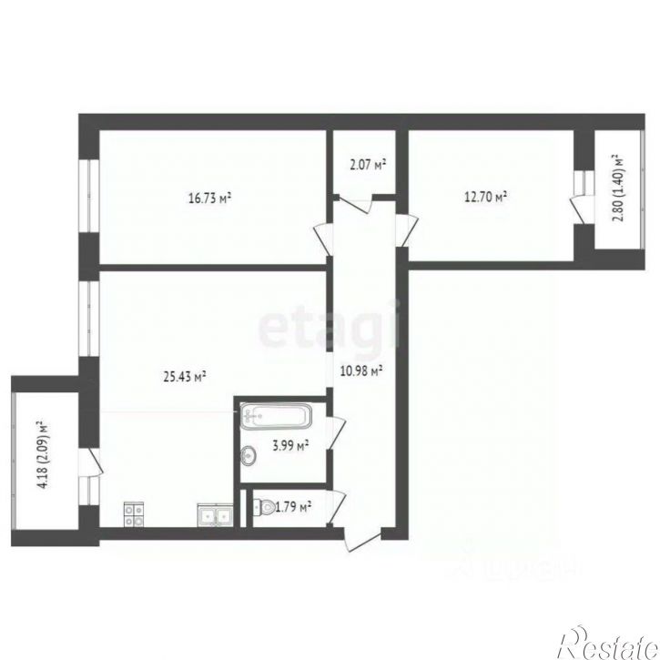 2-комн квартира улица Гагарина, 80,  д. 80