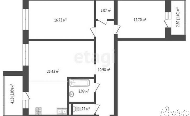 2-комн квартира улица Гагарина, 80,  д. 80