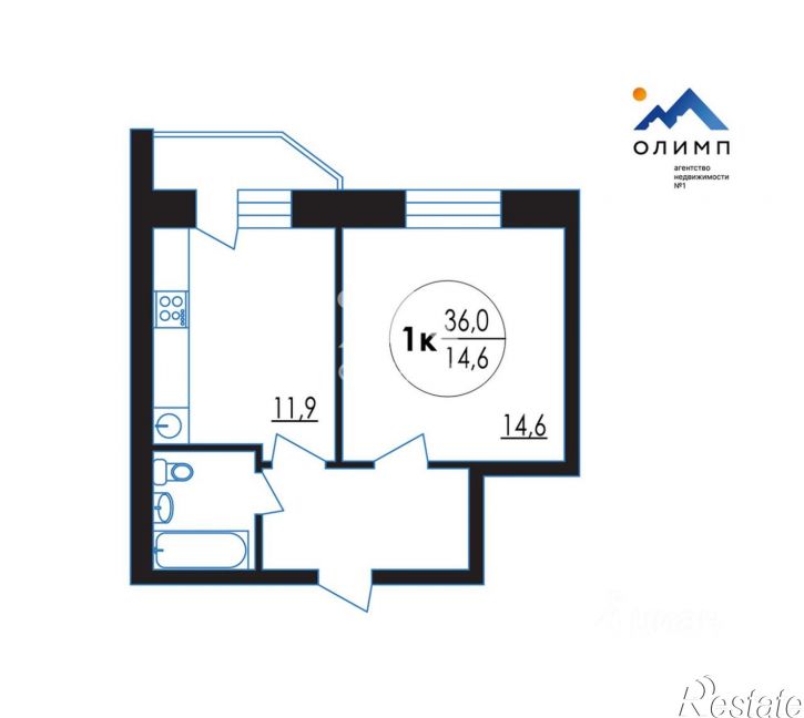 1-комн квартира улица Гагарина, 80А к4,  д. 80А к4