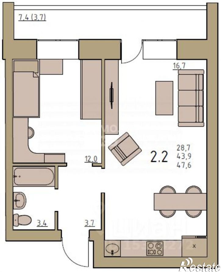 1-комн квартира улица Чернышевского, 110Ак3,  д. 110Ак3
