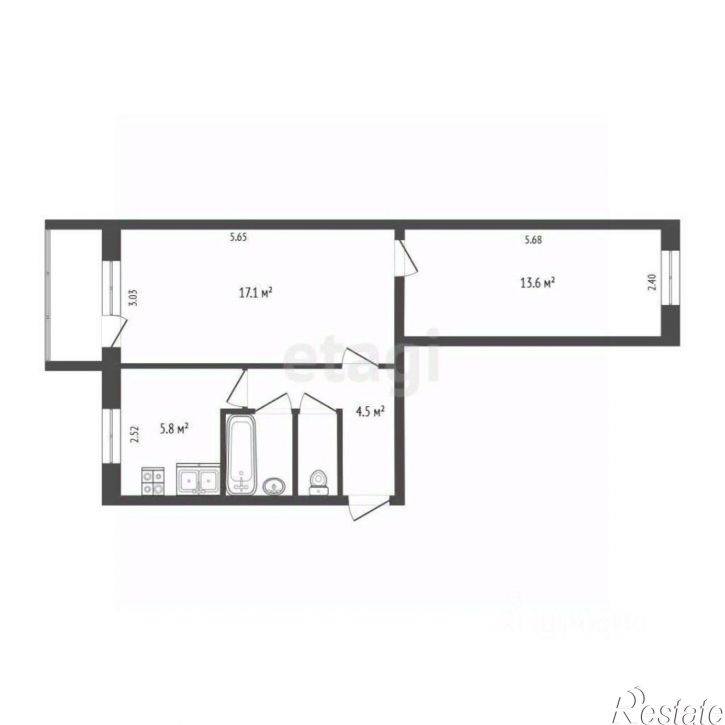 2-комн квартира улица Дзержинского, 35,  д. 35
