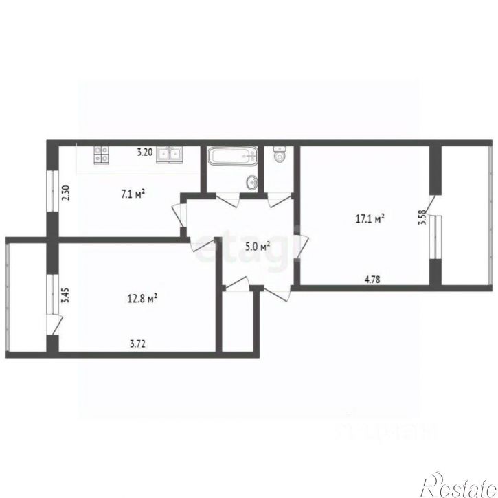 2-комн квартира улица Маршала Конева, 12А,  д. 12А