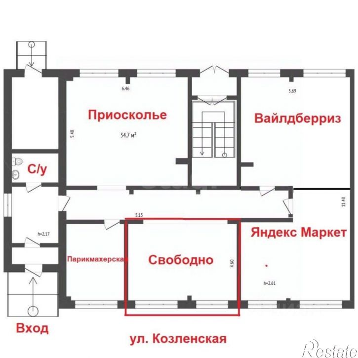 Торговое помещение ул Козленская, 71,  д. 71