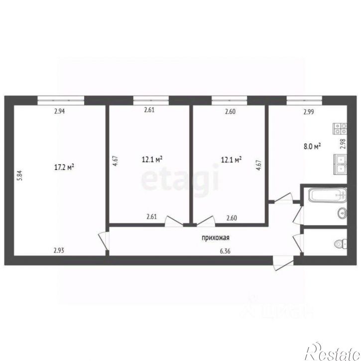 3-комн квартира улица Строителей, 18,  д. 18