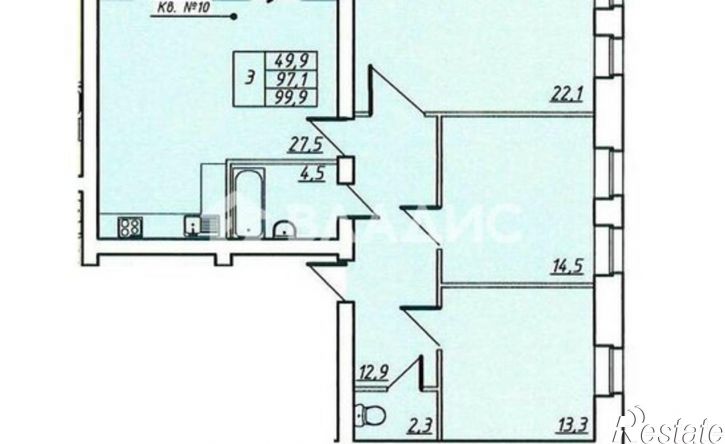 3-комн квартира пер Чернышевского, 8А,  д. 8А