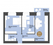 2-комн, 55 кв м, этаж 8/12 Долгий пер, 4