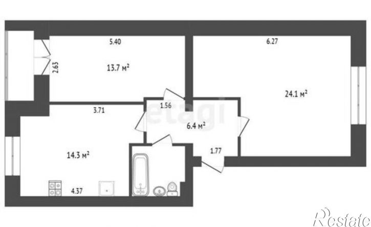 2-комн квартира Паровозный пер, 19/7,  д. 19/7