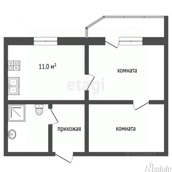 1-комн квартира ул Ягодная, 10,  д. 10