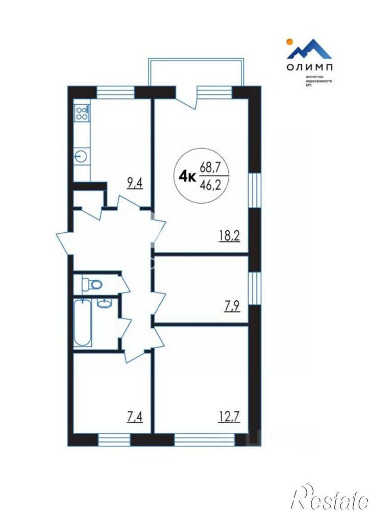 4-комн квартира ул Поселковая, 6б,  д. 6б