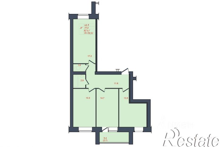 3-комн квартира в новом доме Архангельская улица, 2,  д. 2