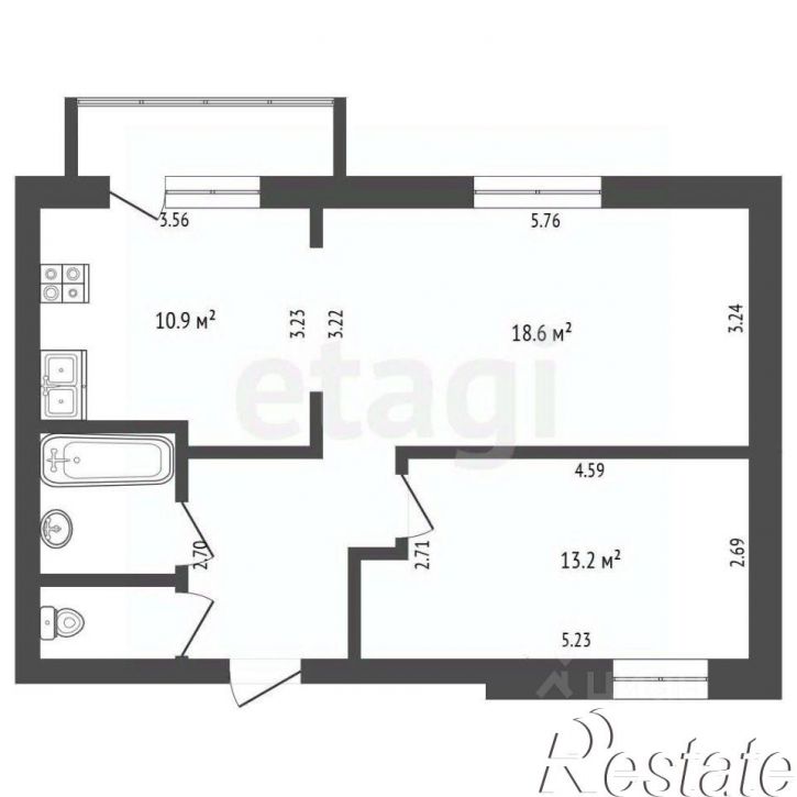 2-комн квартира улица Карла Маркса, 123А,  д. 123А