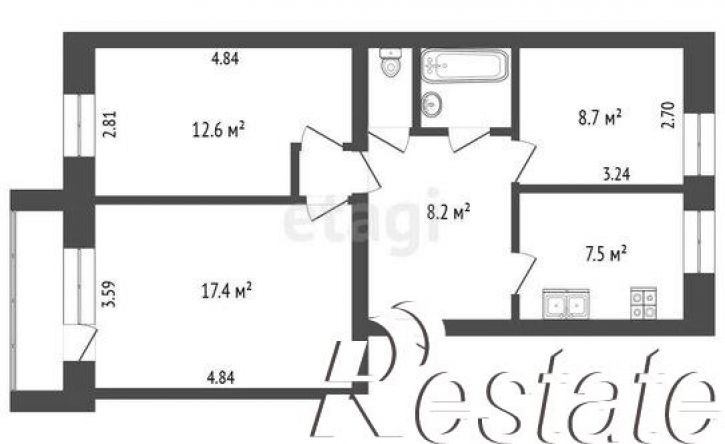 3-комн квартира Окружное шоссе, 21А,  д. 21А