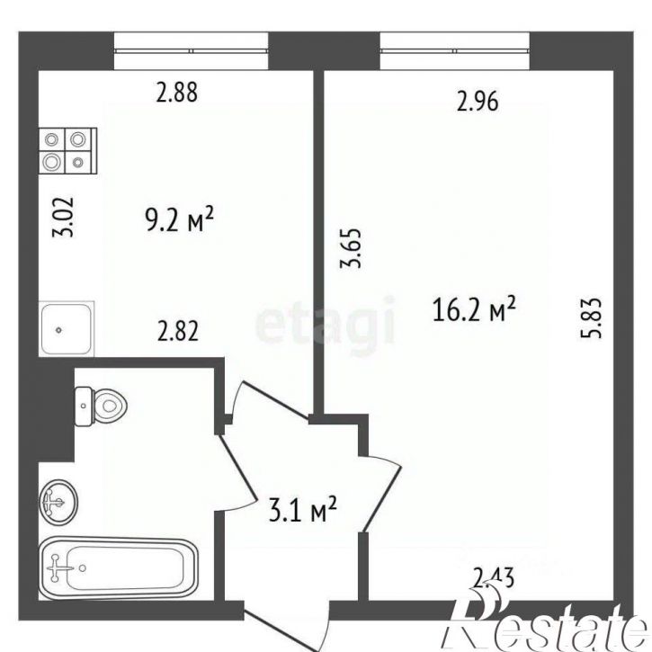 1-комн квартира улица Строителей, 18Б,  д. 18Б