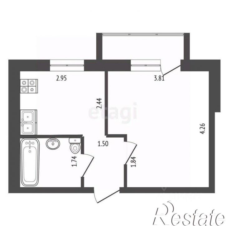 1-комн квартира улица Ломоносова, 1 к2,  д. 1 к2