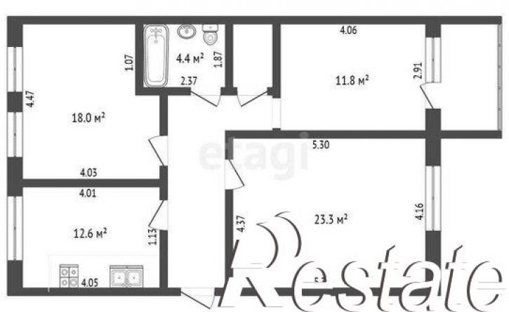 3-комн квартира Узкий переулок, 37,  д. 37